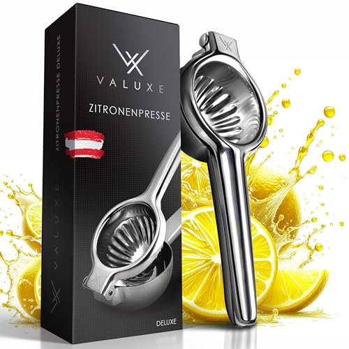 VALUXE® Premium Zitronenpresse Edelstahl - Hand Zitruspresse für Zitronen, Limetten & kleine Orangen - Manuelle Limetten-Presse, Citrus Handpresse, Lemon Squeezer spülmaschinengeeignet