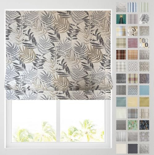 Barnes Blinds - Patterned Roman Blinds, Fully Lined, Custom Sizing Available - Durable Fittings Easy Fit (Forest Leaf Green 122cm)