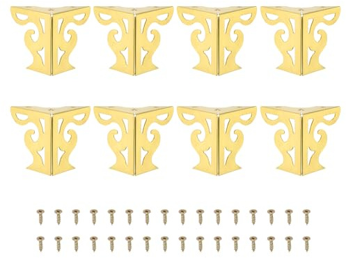 PATIKIL 3 Inch Hollow Out Furniture Legs, Set of 8 Modern Metal Triangle Couch Feet Replacement Sofa Legs for Cabinet Dresser Cupboard Table Chair Ottoman Bookcase Wardrobe, Gold