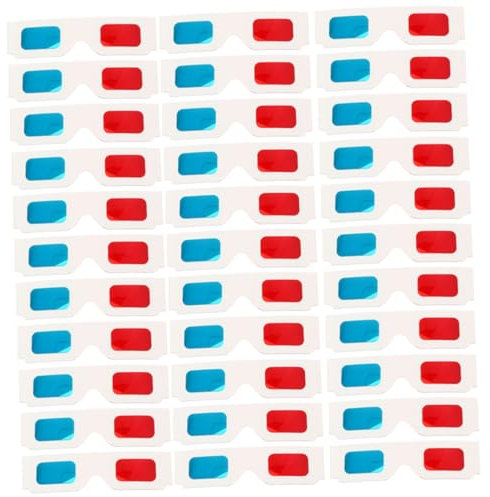 DOITOOL 60pièces Lunettes Papier Anaglyphe Lot Pour Films à Domicile Montures Blanches Avec Verres Rouge-bleu