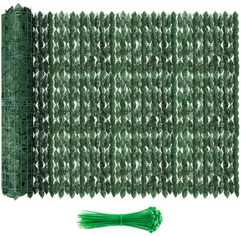 Recinzione da parete di edera artificiale, 120 x 60 cm, sfondo verde finto edera, foglie di vite, siepi di recinzione per patio, balcone, giardino, cortile