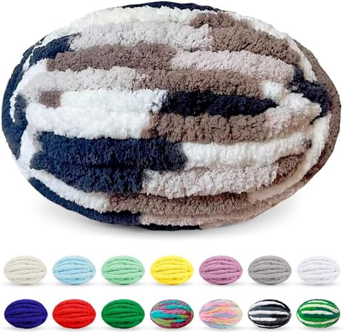 fwqnvSI Grobes Wollgarn, 250 g, x 2, Strickwolle, grobes Garn, mehrfarbiges Strickgarn for Häkeln, Garn for Armstricken, Strickgarn, Basteln/Pullover/Decken und Schals, Mütze (Farbe: 1906