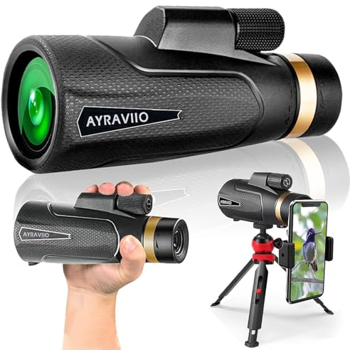 12x60 Monocular Telescope with Smartphone Holder & Sturdy Tripod, High Powered SMC & BAK4 Scope, Birthday Gifts for Men Dad Him Husband Teen, Outdoors Survival Hiking Gear, White Elephant Gift