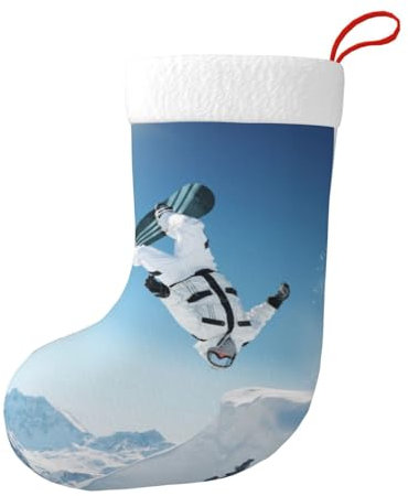 Hgbbdyyjj Snowboarden Personalisierte Weihnachtsstrümpfe für Herren und Damen, Weihnachtsstrümpfe, weiches Polyester, dekorative Socken, Schwarz , Einheitsgröße