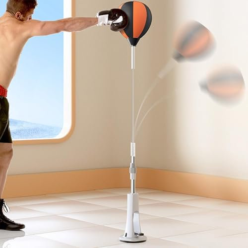 ZEOPLE Boxsack mit Ständer, Boxreflexball für Erwachsene und Jugendliche, höhenverstellbarer Reflexboxsack für das Fitnesstraining im Büro und zu Hause, einfach aufzubauen(for Adults)