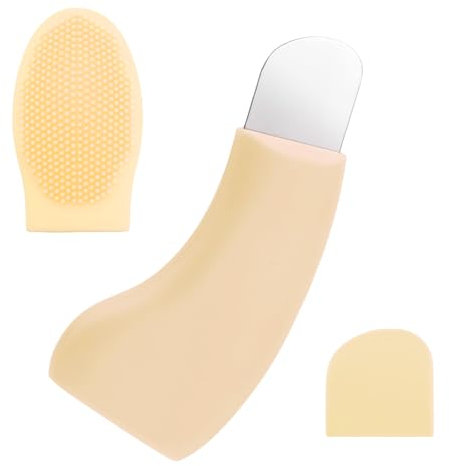 Blackhead Remover Tool, Silicone Stainless Steel Black Head Remover Spatula for Nose Deep Clean, Whitehead Skin Extractor, Pore Cleaner, Face Sebum Scraper Tool for Women (Yellow)