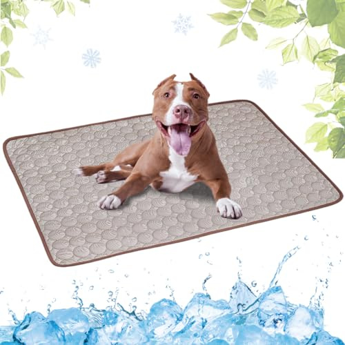 LEZUAN Tapis Rafraichissant Chien Portable, Tapis Rafraîchissant Animaux de Compagnie Lavable, Tapis Chat Auto-Refroidissant pour l'été(Café,55x70cm)