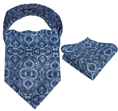 Alizeal Ensemble de cravate pour homme avec nœud papillon rétro floral pour banquet et soirée avec mouchoir de poche, taille unique