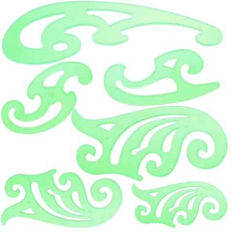 Nicear Juego de 6 reglas de curva francesa, plantilla de dibujo de plástico, plantilla de dibujo geométrico, regla de curva francesa para sastres.
