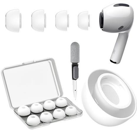 YISH Embouts pour Airpods Pro/Airpods Pro 2：4 Paires Embout Ecouteur avec Trou Réduction de Bruit, Boîte de Rangement, Stylo de Nettoyage (XS/S/M/L)