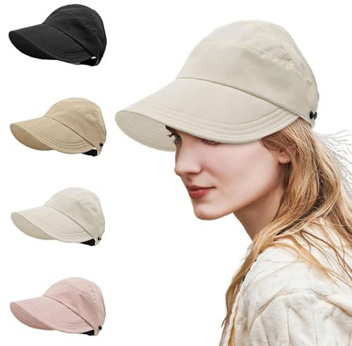 Outdoor UV-Schutz Hollow Top Sonnenhut, 2025 Neuest Sonnenhut Damen, Hochwertig Visor Cap Damen, Faltbar Tragbar Fischerhut mit Breite Krempe (DE/NL/SE/PL, Alphanumerisch, Einheitsgröße, Beige)