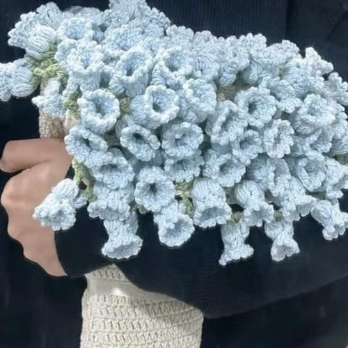 ENEN Manta de Ramo de Ganchillo, Hecha a Mano Crochet Flowers Rose Bouquet Floral Blanket, Romántica con Ramo de Rosas,Regalo para El Día de La Madre (Lirio de los Valles,80cm)
