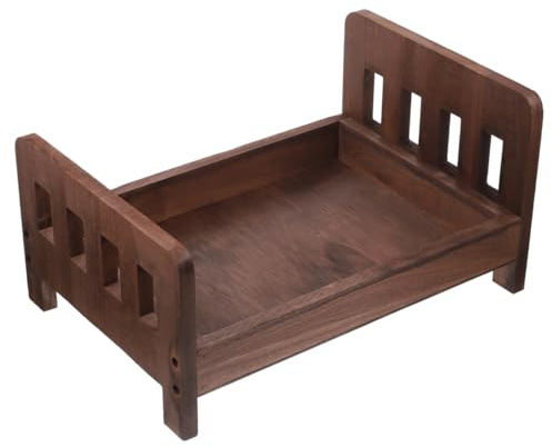 Wood Mini Bed Baby Photography Prop Newborn Photo Prop | Coffee Finish, Vintage Design, Sturdy Build for Taking Interesting Pictures and Photo Setup