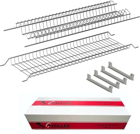 Fhuller Scolapiatti Incasso Filo Acciaio Inox (NO Cromato o Verniciato Grigio) Per PENSILE 60 INTERNO 56,4 Misura Scolapiatti 55,6-701/60XP1 Griglia Portapiatti + Bicchieri+ 4 Staffe + Scatola