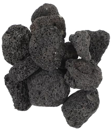 BEBEMOKO Natürliche Vulkansteine Packung Poröse Schwarze Dekosteine für Aquarium Blumentopf Gartendekor Geruchsabsorbierend Vielseitig für Süß Salzwasser Geeignet
