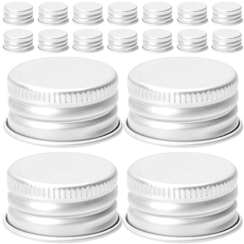 Healeved 100pièces Couvercles à Vis Aluminium de Bouchons Étanches pour Bocaux Verre Accessoires de Voyage et Rechanges pour Flacons de Lotion