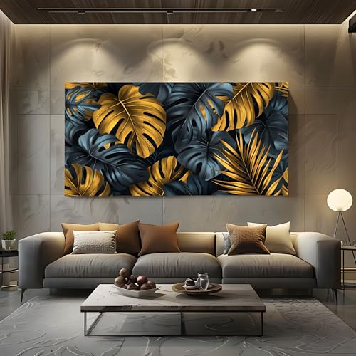 ZORYAN Grande Stampa su Tela Monstera Tropicale Quadri Moderni Grandi Dimensioni Foglie Botaniche Quadro per Soggiorno Senza Cornice Palma Moderna 60x120cm Decorazione Murale