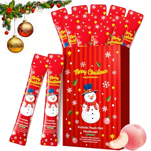 Bains de Bouche Format Voyage, Mini Bain de Bouche Sans Alcool, Cadeaux Noel Bain de Bouche, 20Pcs Emballé Individuellement, Haleine Fraiche, Ldéal pour Noël Voyages, Travail, (Pêche)