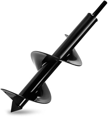 Auger Drill Bit, 10x30 cm Garden Auger 3.5 ×15.7 Post Hole Digger Widened Garden Spiral Drill Bit Black Heavy Duty Steel Bulb Planter Tool for Bulbs Seedlings Planting Digger