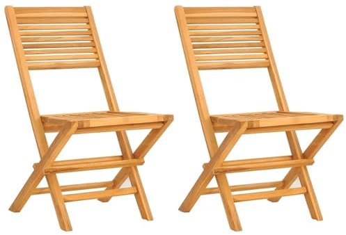 YGLEEULI 2 sedie da giardino pieghevoli 47x62x90 cm Sedia pieghevole patio in legno massello di teak Sedia per visitatori