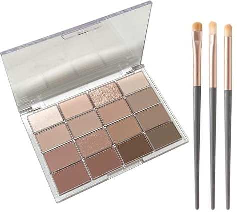 Lidschatten Palette Braun, 16 Farben Brown Eyeshadow Palette, Blendable Pink Smokey Augen Make Up Schimmer & Matt, Hochpigmentiert Lidschattenpalette, Wasserfest & Lang Anhaltend Formel, Glatt Pulver