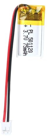 Batterie LiPo 3,7V 75mAh 501120 avec câble JST – Batterie lithium polymère rechargeable pour enceintes Bluetooth, projets DIY et appareils électroniques