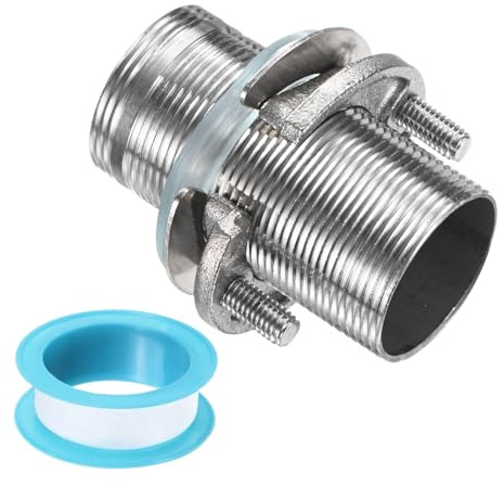 QUARKZMAN Wasserhahn Montage Verlängerungsschaft 5.7cm x 32mm Edelstahl Rohr Wasserhahn Verlängerungsnippel Überwurfmutter Kit Mit Edelstahl Anti-Locker Mutter Und Dichtung Zubehör
