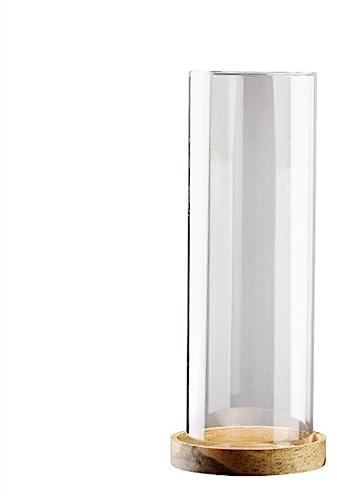 Aquariums décoratifs Aquarium Micro Paysage réservoir de Poisson en Verre Droit avec Base Bois Bouteille Ronde Petite ornementale pour Le Bureau