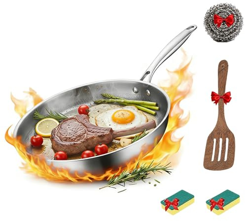 Poele en Titane,Titan Pfanne,poêle en titane martelé Pro avec couvercle, épaisse, ultra-résistante, poêle à frire en titane non revêtue haut de gamme pour la cuisine (Couvercle Non Inclus, 30CM)