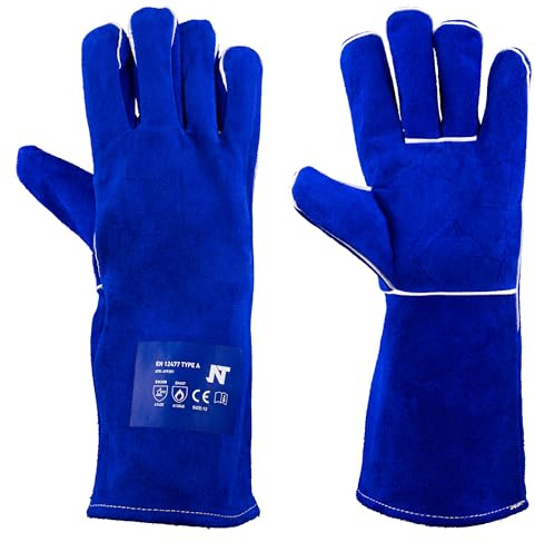 Gants de protection pour soudeur en cuir de bovin et polyuréthane NOYON ET THIEBAULT | Taille unique | EPI protection mécanique et thermique | manchette prolongée sécurité poignet et avant-bras