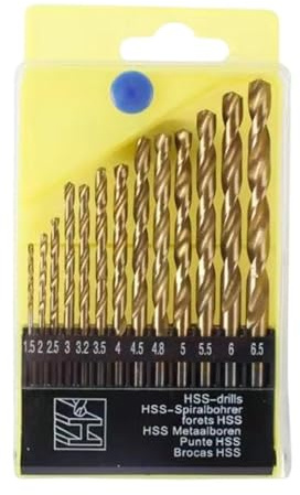 Metallborr, standardlängd borr | koboltborr set - spiralverktyg rund svans | 1,5–6,5 mm stålborr | järn, underhåll, verkstäder, snickare
