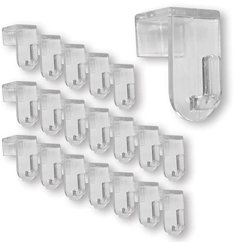 De-Plastik Fensterhaken | Dekohaken - Aufhänger | Transparent | 20er-Set | Für Fenster bis maximal 17 mm Falzmaß geeignet | Optimal für Ihre Fensterdeko | 35 x 20 mm