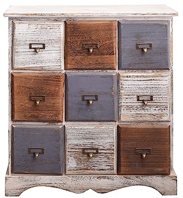 Rebecca Mobili Schubladenkommode 9 Schubladen, Sideboard Weiß, Holz, Shabby Chic, Schlafzimmer Wohnzimmer – Maße: 63 x 60 x 23 cm (HxLxB) - Art. RE4077