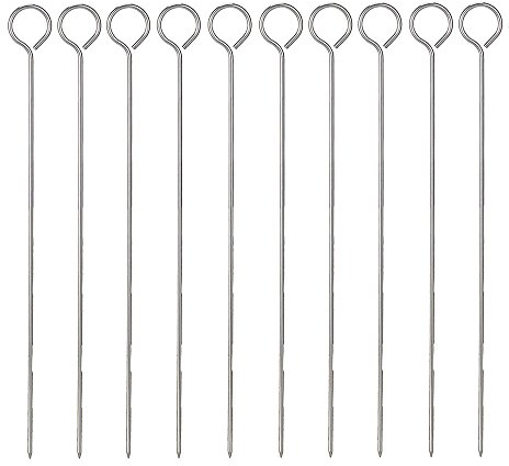 10 x 35cm Metal BBQ Barbecue Skewers Kebab Food Meat Grill Cooking Steel Sticks