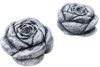 stoneandstyle Stein Blüte im 2er Set, massiver Steinguss, Frost- und wetterfest