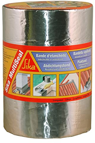 SIKA - Nastro sigillante adesivo per riparazione di tetti/grondaie Multiseal in alluminio - Multisupporto - Resistente ai raggi UV - Facile da applicare - Può essere verniciato - 150 mm x 3 m