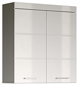 trendteam smart living - Amanda - Hängeschrank breit - Weiß/Weiß Hochglanz - 2 Einlegeböden - (BxHxT) 73 x 77 x 23 cm - kratzfest