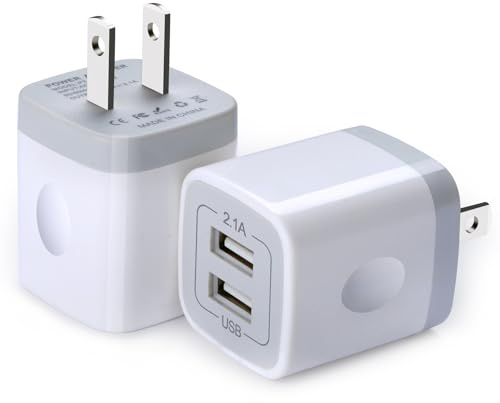 USB Wall Charger, Double Dual Port 2.1Amp Fast Brick Base Adapter Charging Block Charger Cube Plug Box for iPhone 16 Pro Max 15 14 13 12 11 Pro X 6 6S 7 8 Plus, iPad, Samsung, Android