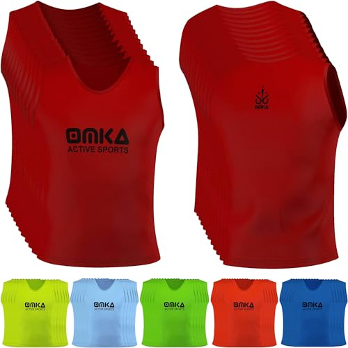 OMKA 12 Stück Fußball Leibchen Trainingsleibchen Markierungshemd Fußballleibchen für Kinder Jugend und Erwachsene
