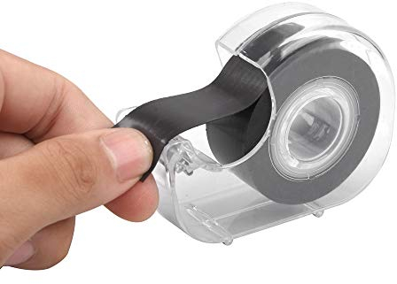 ewtshop® Schwarzes Magnet-Tape mit Abroller, 1,8cm x 3m, 3 Meter selbstklebendes Magnetband, Magnetklebestreifen