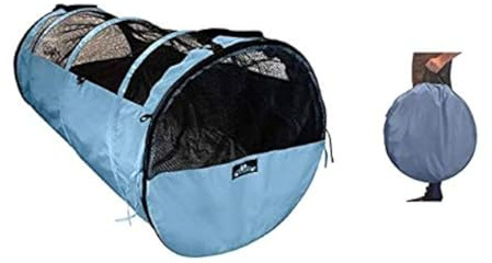 HandinHandCreations Pet Tube Weiche Autobox Große Hundehütte für Hunde und Katzen, Reise-Mobilheim, Haustier-Limo mit Sicherheitsgurten und Aufbewahrungstasche, 47 x 24 cm, Grau
