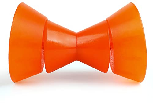 VEITHI Bogen-Roller, 10,2 cm, 3-teilig, Polyurethan, Super-Schleifwalze mit 1,2 cm Schaft, Bogenroller-Baugruppe mit Endglocken, zum Stoppen von Bootsanhängern – Orange