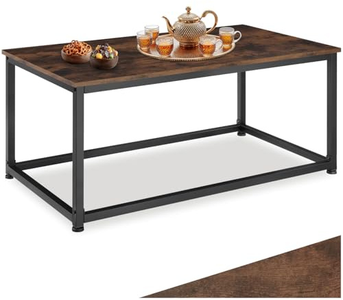 tectake® Tavolino Salotto 100x55x45,5cm, Tavolino da Salotto Rettangolare, Tavolo Soggiorno e Divano, Ideale Libri, Foto, Piante e Bevande, Arredamento Casa, Ufficio - Legno Industriale Scuro