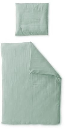 Ehrenkind® Bettwäsche-Set Musselin | 100% Bio-Baumwolle | Standard 100 by Oeko-TEX | 200x135cm + 80x80cm Jade | Bettwäsche 135x200