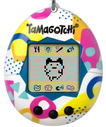 Bandai Tamagotchi original Memphis skal | Tamagotchi original Cyber Pet 90-tal vuxna och barnleksak med kedja | retro virtuella husdjur är fantastiska leksaker för pojkar och flickor eller gåvor för