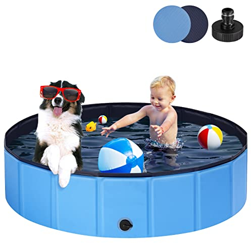 Ezilif Hundepool für Große & Kleine Hunde, Faltbare Hunde Pool rutschfest, 120 x 30cm Schwimmbecken für Hunde Verdickt PVC, Planschbecken Hund Verschleißfest, Hundebadewanne Swimmingpool