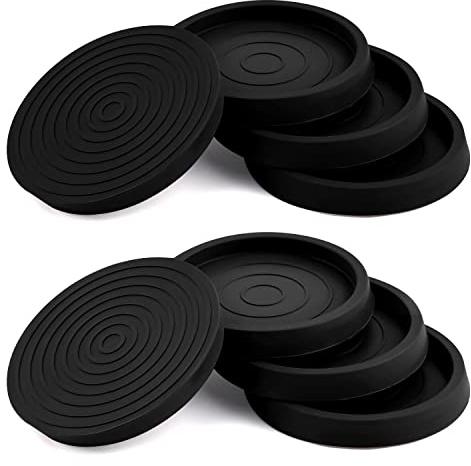 8Pcs Furniture Coasters, 2.5 Inch Non-slip Piano Leg Pads Round Rubber Furniture Caster Cups Floor Protectors for Hardwood Floors, Black