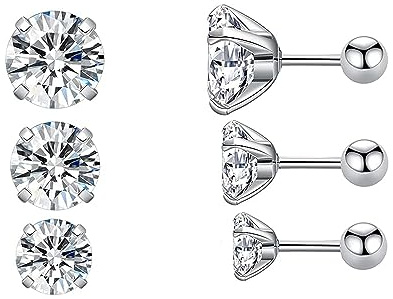 3 Paires Acier Inoxydable Boucles d'Oreilles Homme Femme Fille Clou d Oreille, Boucle d'Oreille Hommes Diamant, Boucle d Oreille Homme, Boucle d'Oreille Diamant Piercing 3/4/5MM