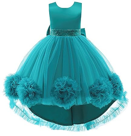 Lito Angels Girls High-Low Flower Girl Dress, Age 2-10 Years | High-low tulle skirt, Floral hem details, Sequin sash, Wedding, Birthday Party, Flower Girl