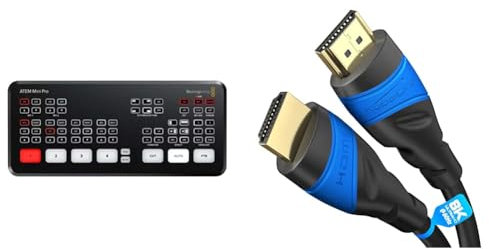Blackmagic Design ATEM Mini Pro Mixeur vidéo Noir & KabelDirekt – Câble HDMI 8K / 4K avec blindage A.I.S. – 3m (4K@120Hz/8K@60Hz pour une expérience Ultra HD spectaculaire)
